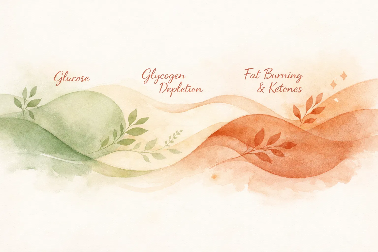 Fasting timeline showing metabolic transitions